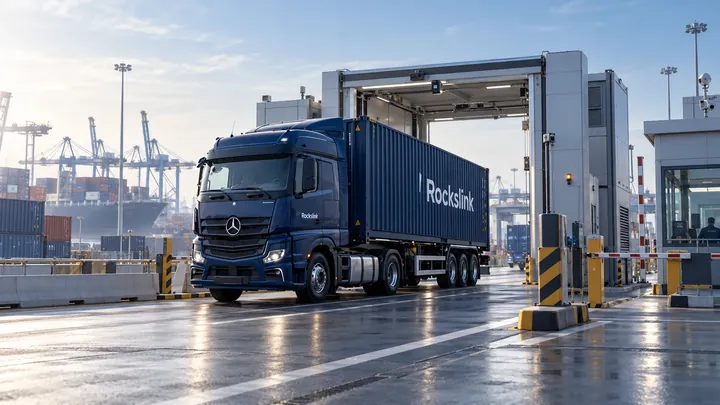 Rockslink truck passing through the port customs scanner