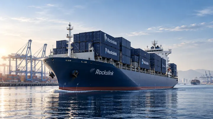 Rockslink container ship leaving port
